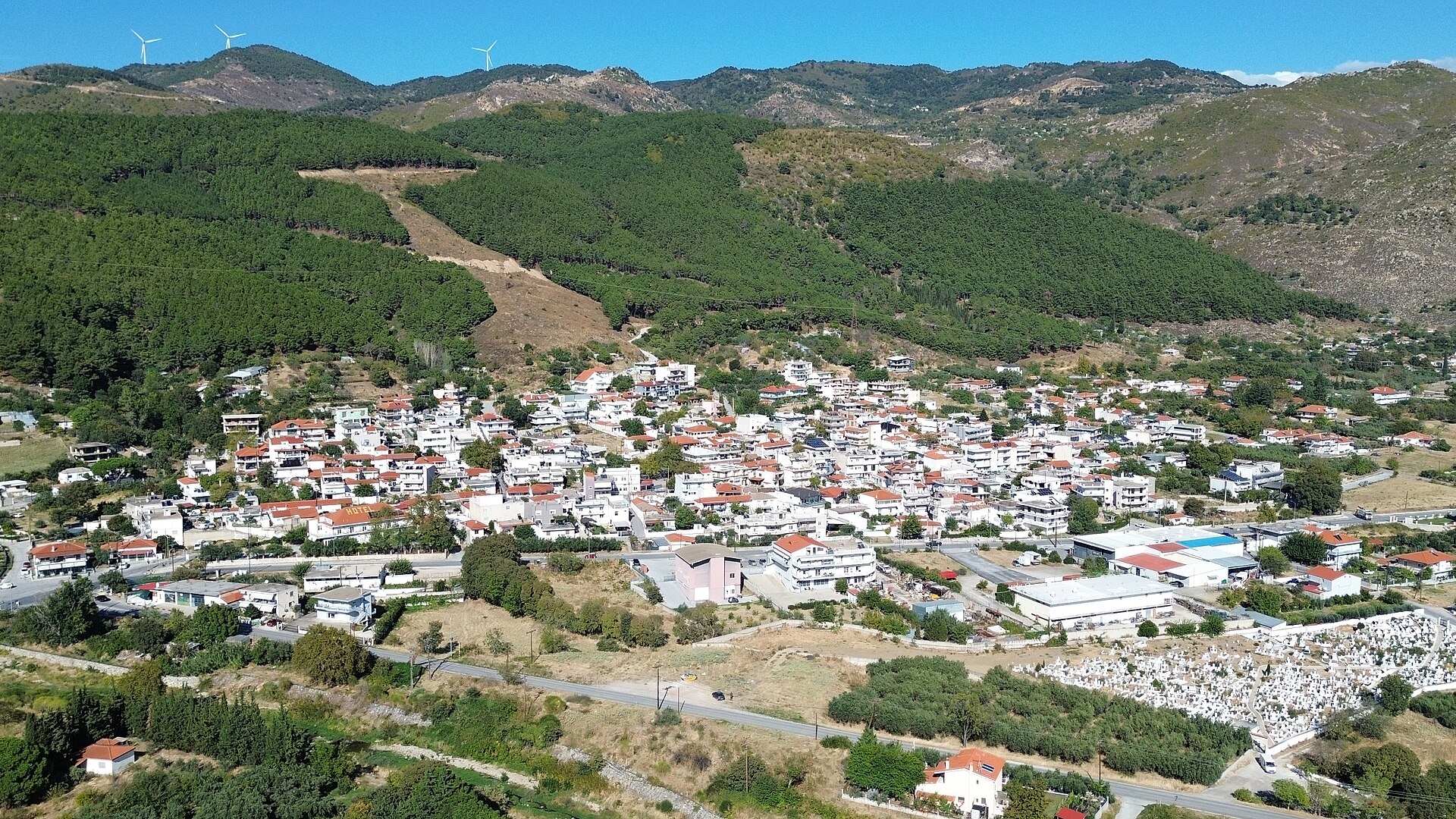 Αεροφωτογραφία του χωριού Κιμμέρια Ξάνθης
